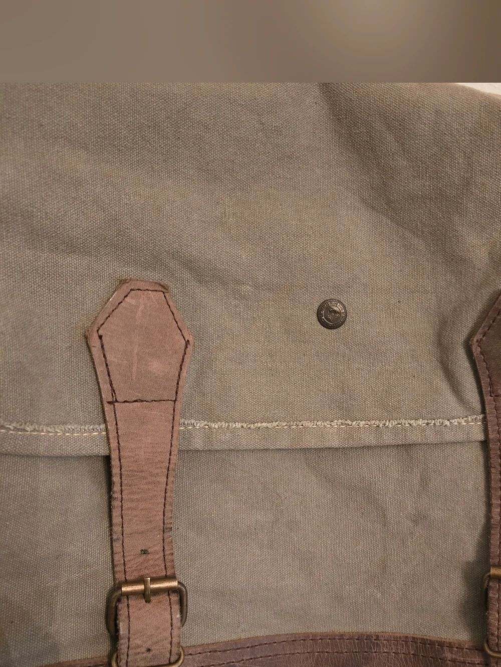Vintage Addiction Recycled Canvas Leather Crossbody Messenger Bag Unisex